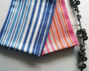 Striped linen big towel,Orange pink, blue navystriped soft bath linen towel,Leinen Badetuch