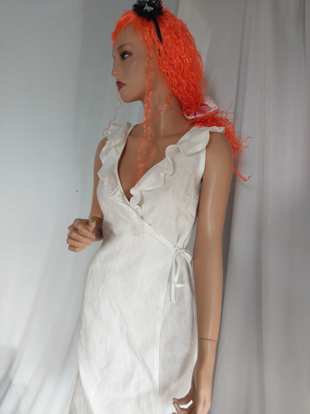 Wrapped Linen Dress Off White