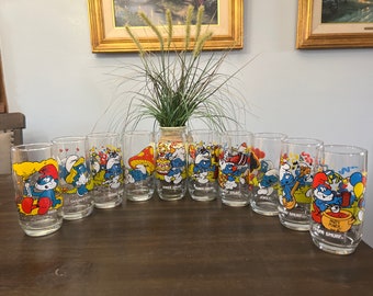 1982 Smurfs Character 16 Oz. Glasses / Wallace Berrie & Co / Collectible. 13 Different Smurfs. McDonalds Collection. Pick Yours!