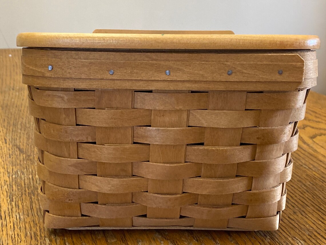 Longaberger HandWoven Large Recipe Basket. Hand Painted Lid. Etsy