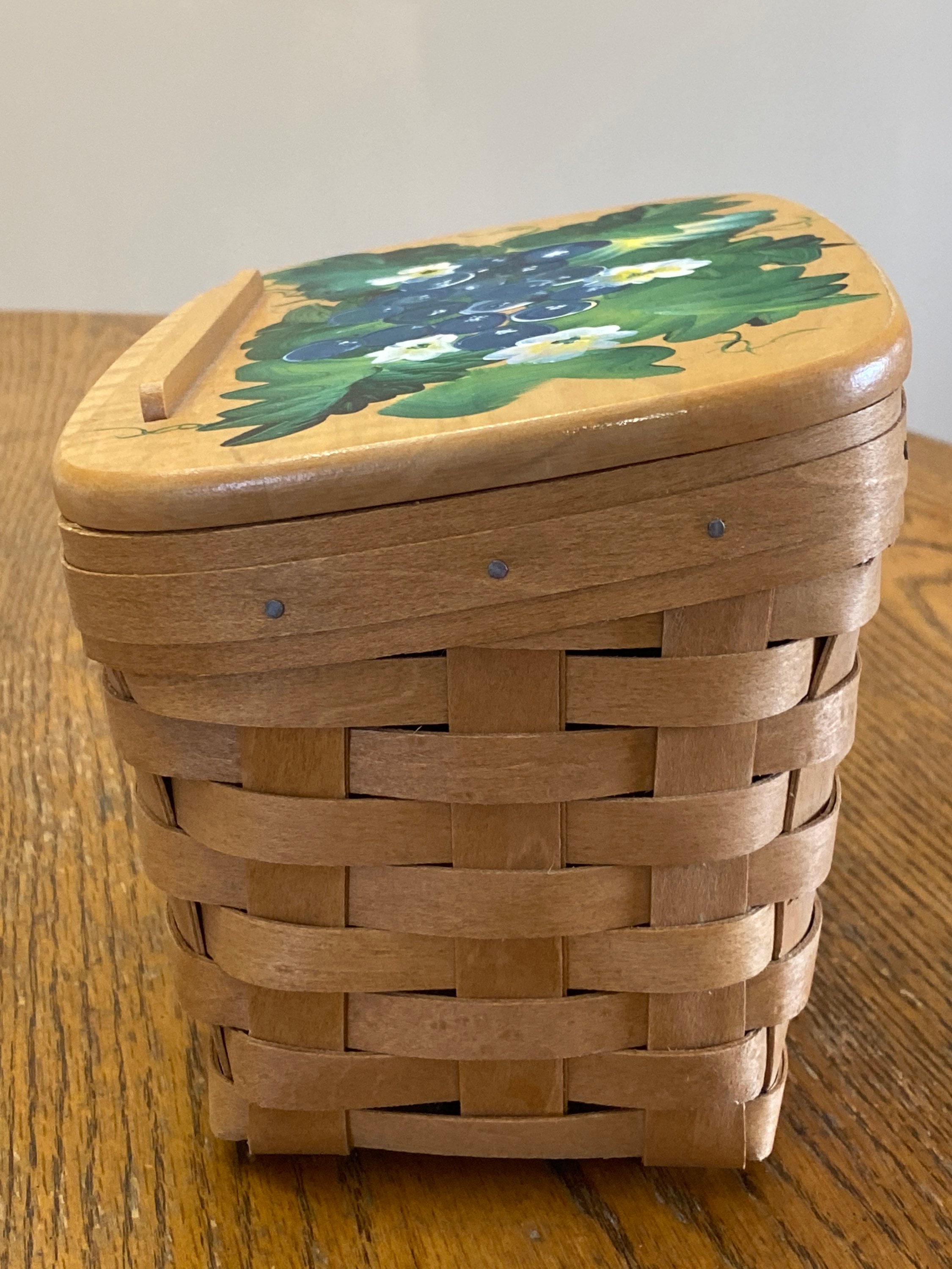 Longaberger Handwoven Large Recipe Basket. Hand Painted Lid. Etsy