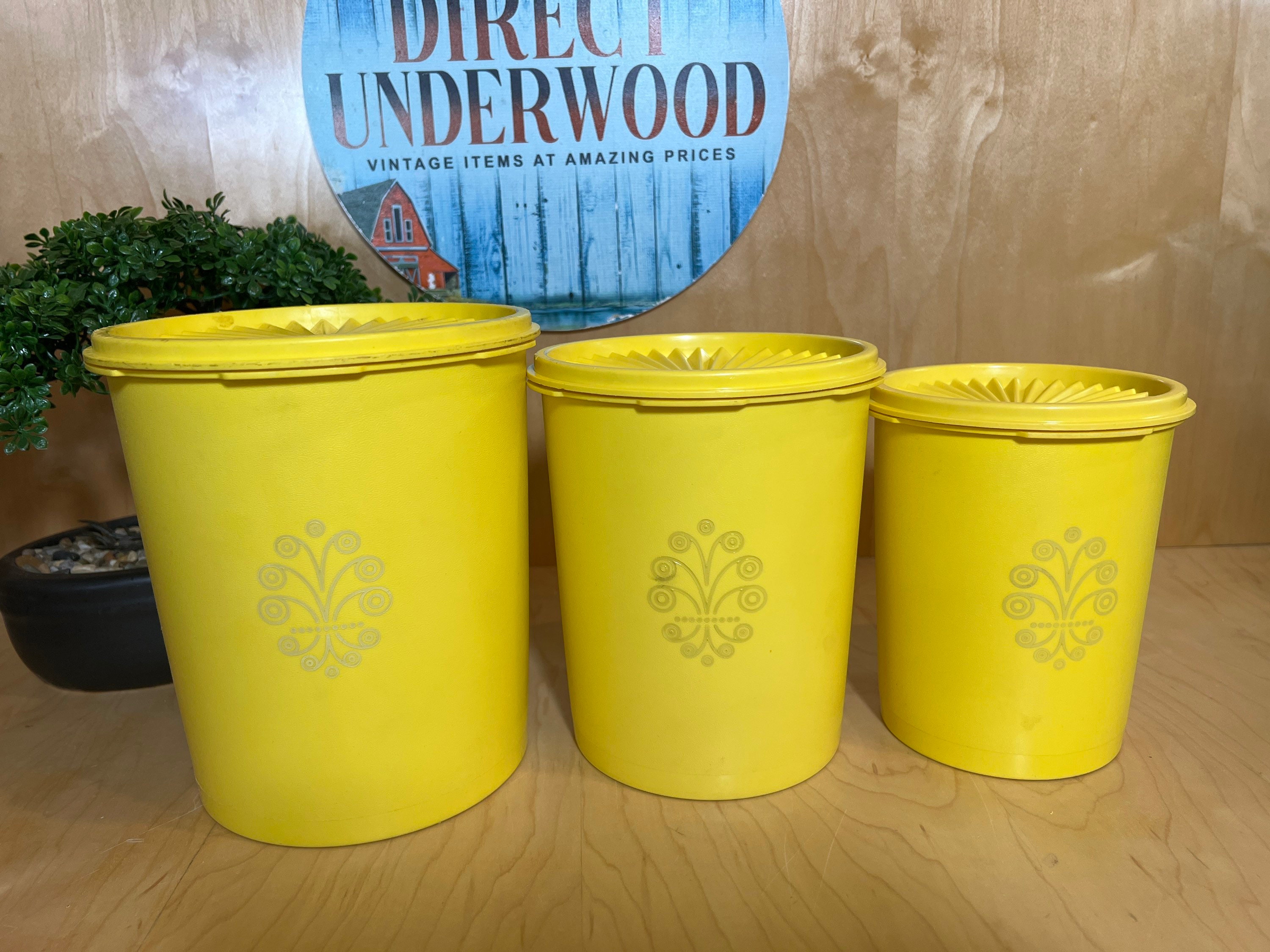 Vintage Tupperware Canister Set of 4 Nesting With Lids Yellow