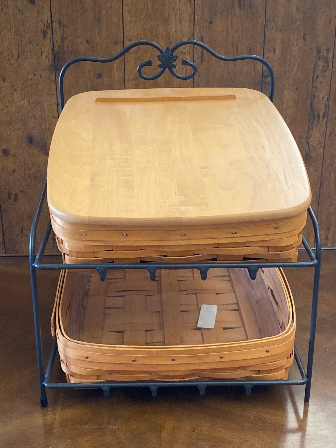 Vintage Longaberger Wrought Iron 2 Tier Paper Tray Stand. Etsy