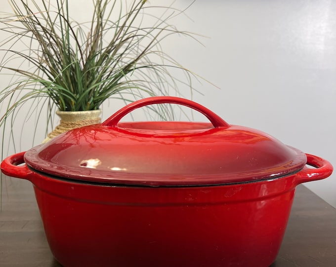 Ernesto Cocette 12 Oval Enamel Cast Iron Dutch Oven 3.5 Qt Flame Orange