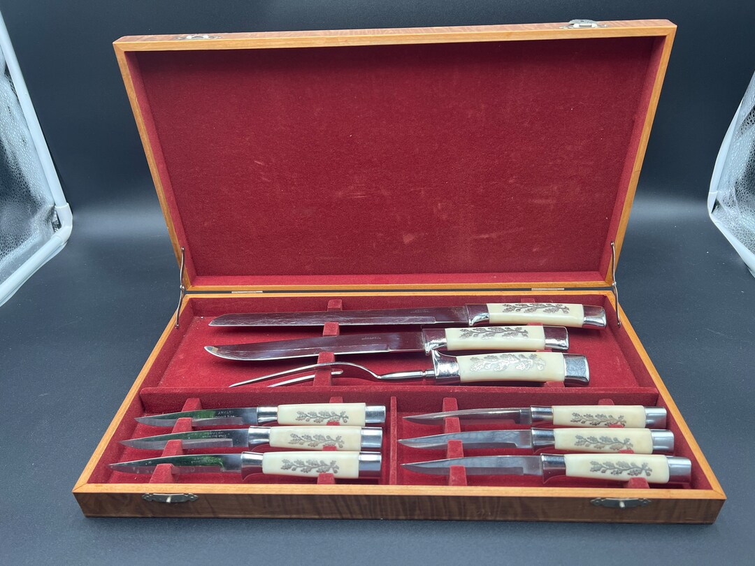 Vintage Arnart Cutlery Set in Wood Display Box. Carving Set Etsy