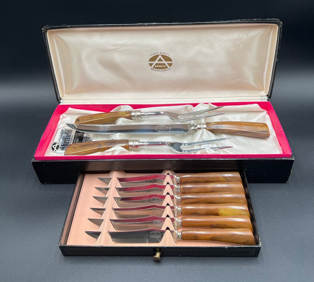 Vintage Armack Steak Knife and Carving Set. Original Box. Etsy