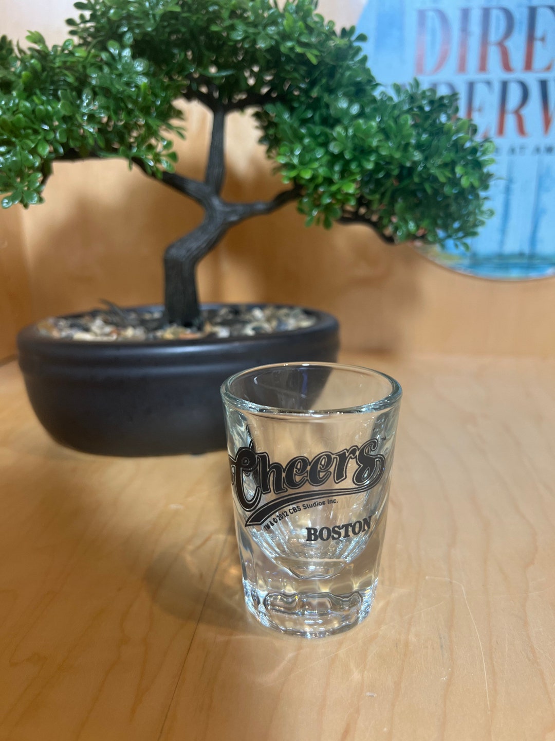 Vintage cheers Boston Shot Glass. Distributed by Etsy