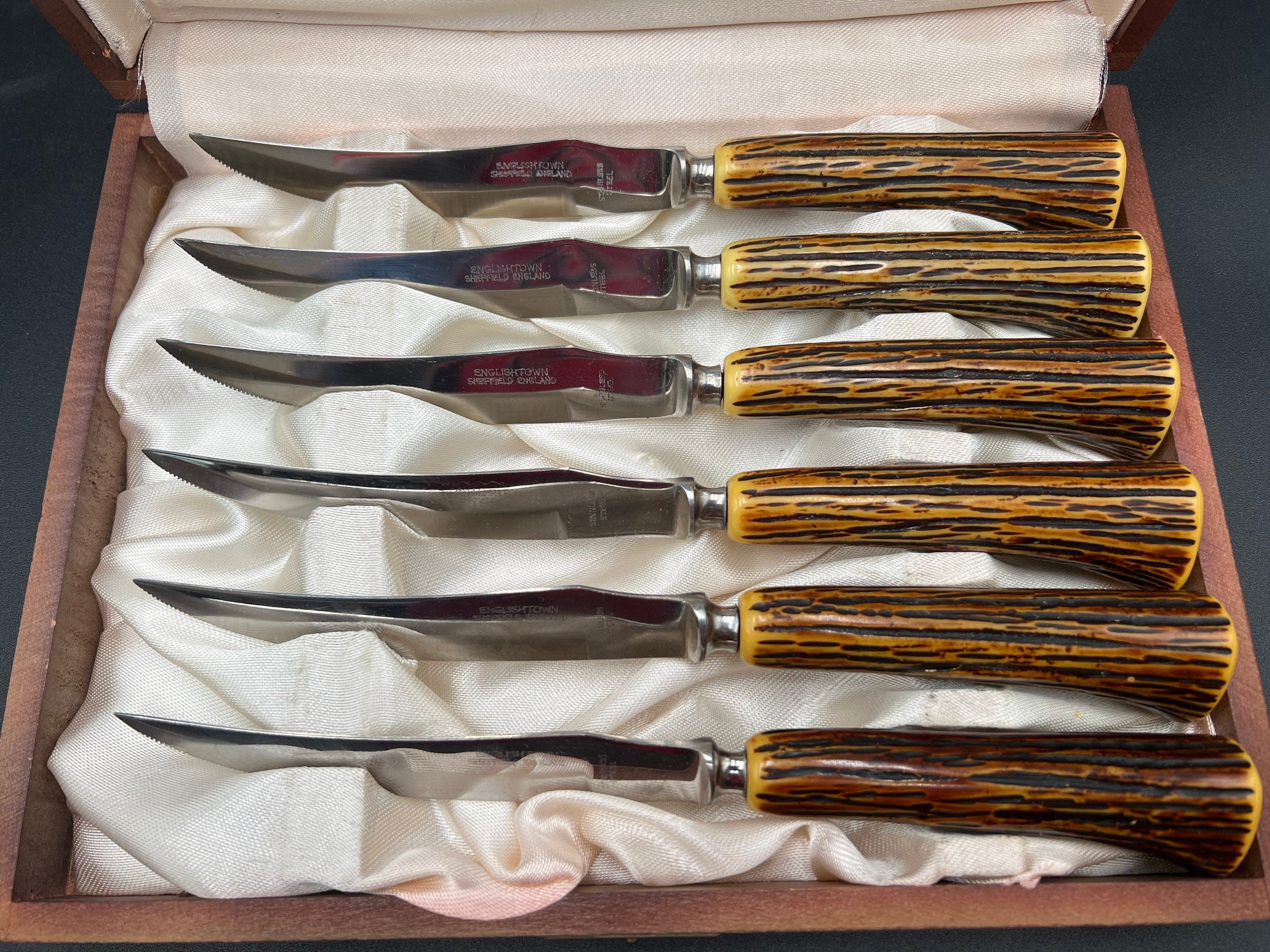 Vintage Englishtown 5th Ave Bone Handle Steak Knives- Set of 12