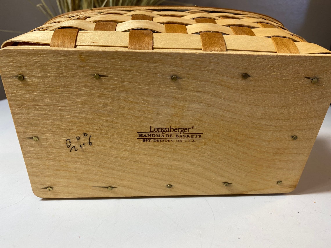 Longaberger 2 Pint Handwoven Wood Basket. Hard Wood Bottom. 2 Etsy