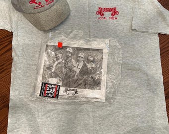 Rare Alabama crew only hat, tshirt, signed photo from 1985 plus 2 bonus work passes XL Like new