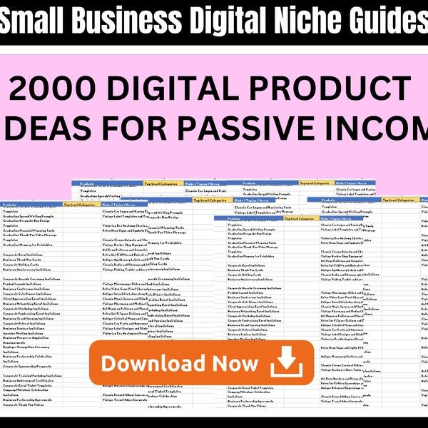 2000 Digital Product Ideas To Sell For Passive Income, Small Business Ideas and  Bestseller Etsy Digital Download To Sell