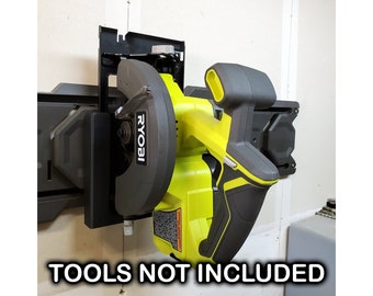 Rack for Ryobi 5.5" circular saw, Link, pegboard, wall mount