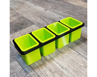 4-BIN parts bins with rack, pegboard mount or wall mount