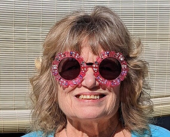 BLINGY FLOWER POWER Sunglasses Etsy