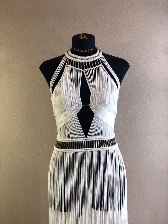 robe macramé blanche