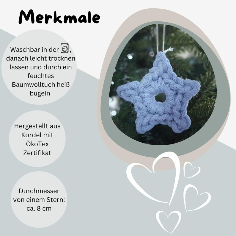 Crocheted Christmas Tree Decoration Stars, Handmade Christmas