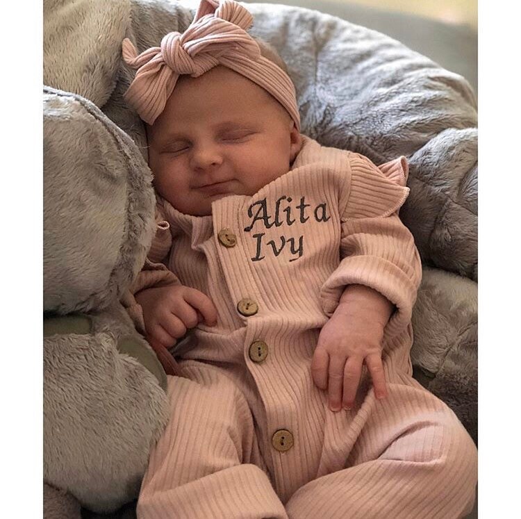 Personalised Ribbed Frill Romper