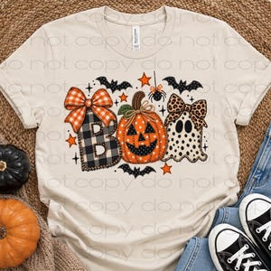 Boo Halloween PNG, diseño de fantasma de calabaza de retazos, camiseta espeluznante de otoño, sublimación, transferencia DTF, linda descarga digital de Halloween