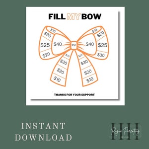 Cheer Fundraiser, Fill My Bow, INSTANT DOWNLOAD, Orange, Fundraiser, Cheer, Cheer Team