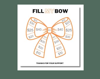 Cheer Fundraiser, Fill My Bow, INSTANT DOWNLOAD, Orange, Fundraiser, Cheer, Cheer Team