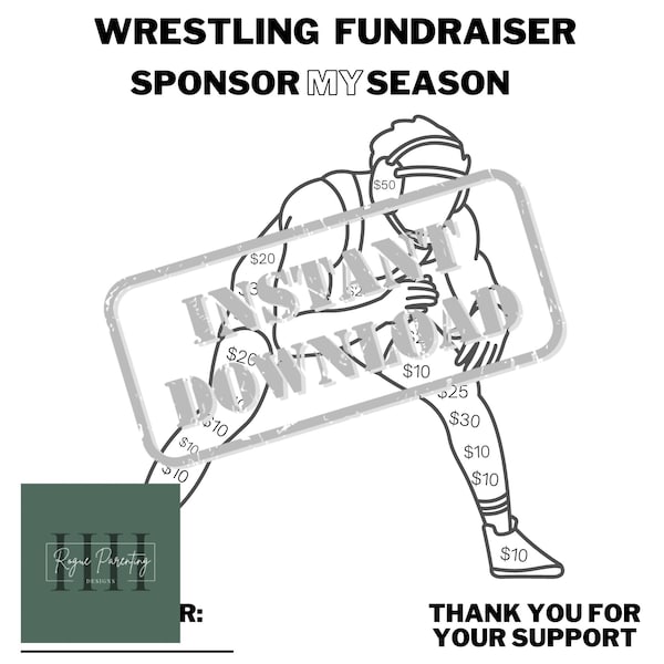 Wrestling Fundraiser, Sponsor My Season, INSTANT DOWNLOAD, Fundraiser, Wrestling, Wrestling Club, Boys Wrestling