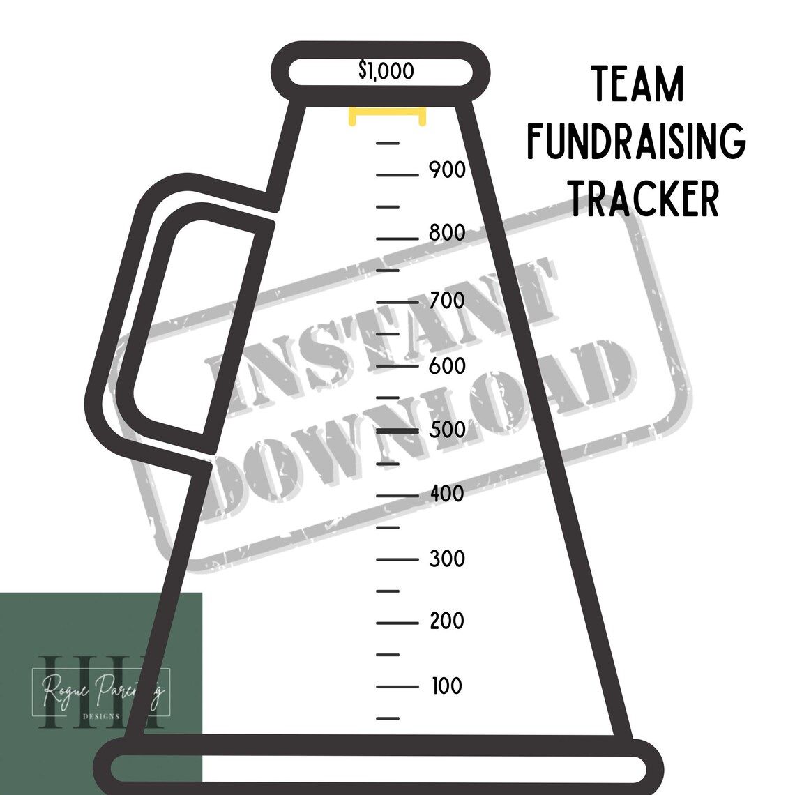 Cheer Team Fundraiser Tracker: Megaphone Goal Chart (instant Download ...