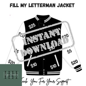 Jaqueta Letterman personalizada para arrecadação de fundos: design para preenchimento (download instantâneo)