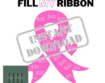 Breast Cancer Awareness, Fill My Ribbon, INSTANT DOWNLOAD, Fundraiser, Breast Cancer, Awareness