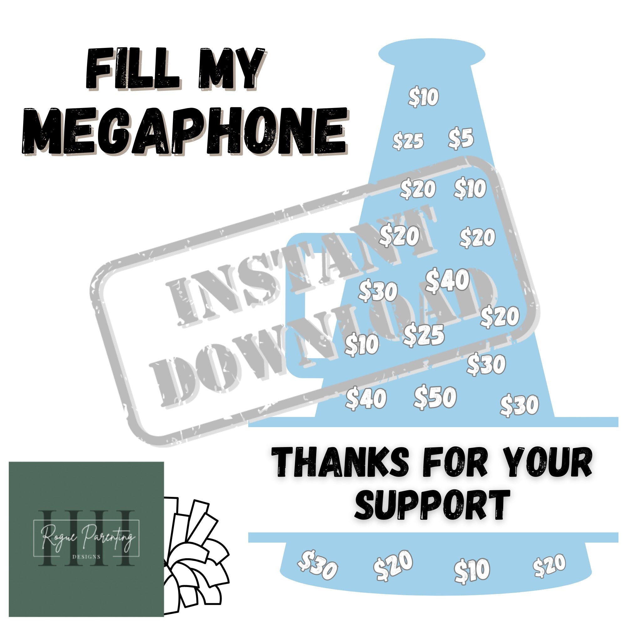 Cheer fundraiser fill my megaphone instant download fundraiser
