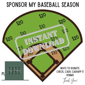 Baseball Fundraiser, Sponsor My Baseball Season, INSTANT DOWNLOAD, Fundraiser, Travel Baseball, Baseball Team