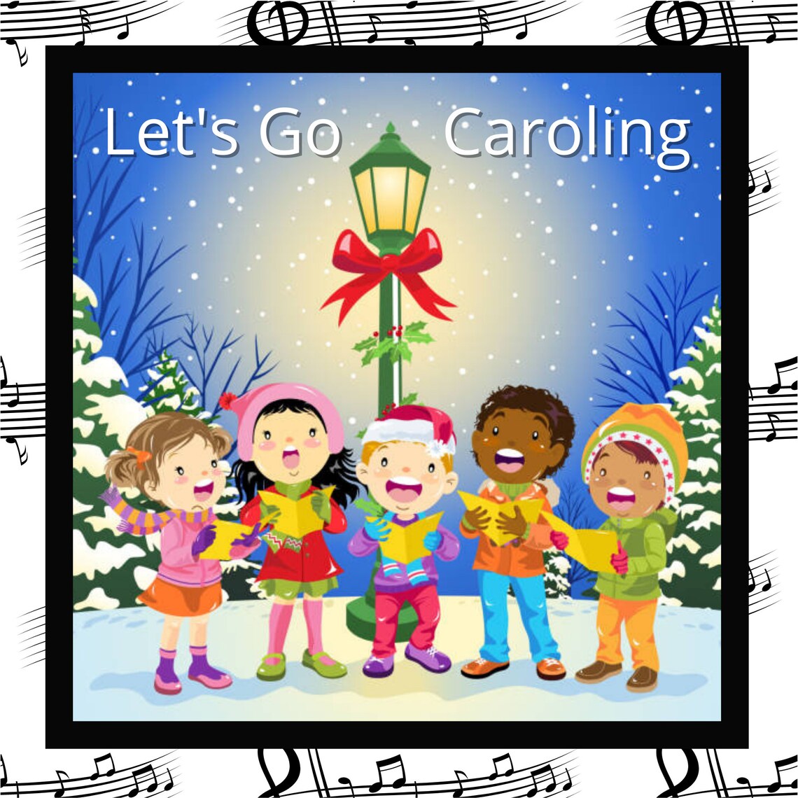Let's go Caroling sign Children Christmas caroling wreath Etsy