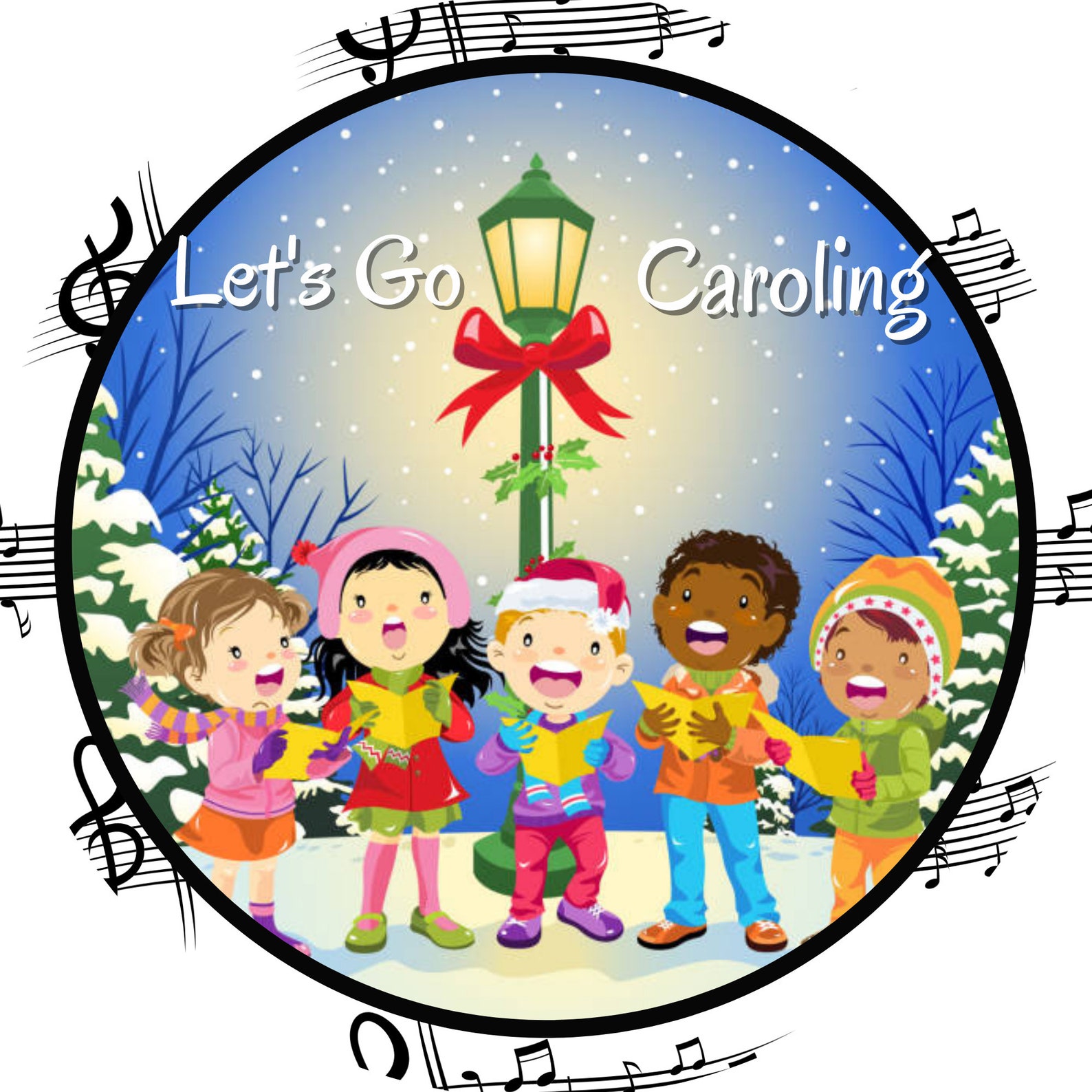 Let's go Caroling sign Children Christmas caroling wreath Etsy