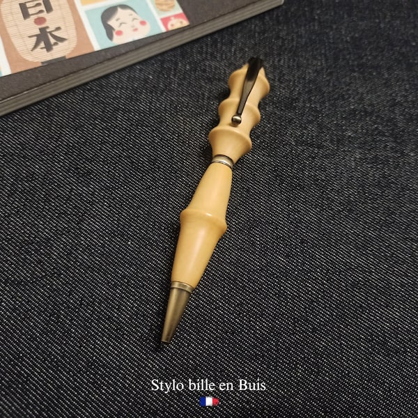 Stylo bille en bois de Buis fait-main