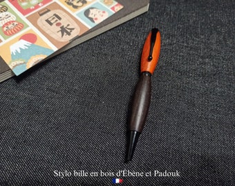 Stylo bille en bois d'Ébène et Padouk fait-main