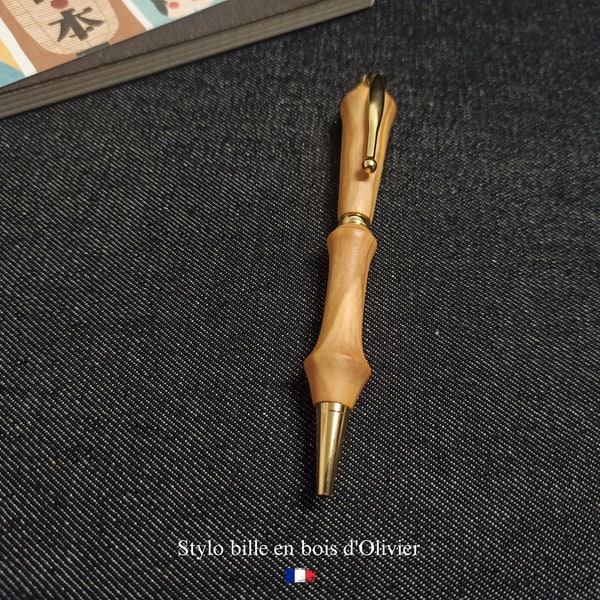 Stylo bille en bois d'Olivier fait-main