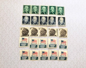 Vintatage Unused Postage Stamps- Eisenhower Jefferson USA