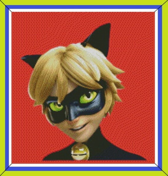 Miraculous Chat Noir Ladybug Et Chat Noir Adrien Agreste Cross Stitch Pattern Pdf Instant Download Dmc Threads Pattern Needlework