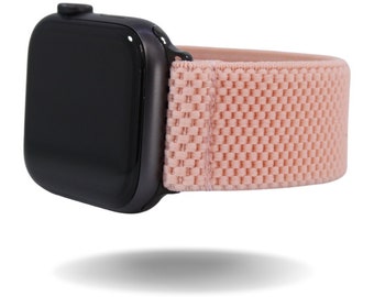 Elastic Watch Band for Apple Watch - All Series (Models 1 - 8, SE, Ultra) | Textured Blush Pink Cute | Custom