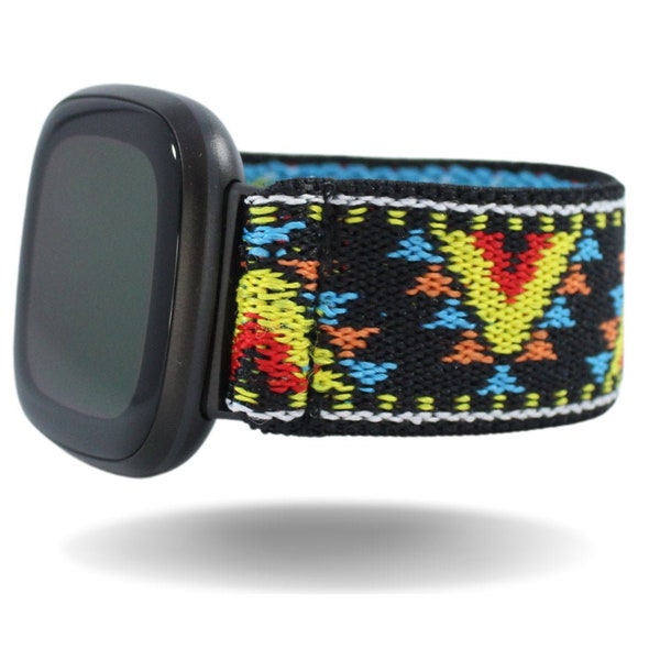 Elastic Fitbit Sense 1, Versa 3 Watch Band - Fits Fitbit Sense and Versa 3 - Sunset Yellow Red Tribal Boho Chic - Fall Gift Summer Fit