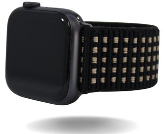 Elastic Watch Band for Apple Watch - All Series (Models 1 - 8, SE, Ultra) - Black Safari Texture - Handmade in Florida!