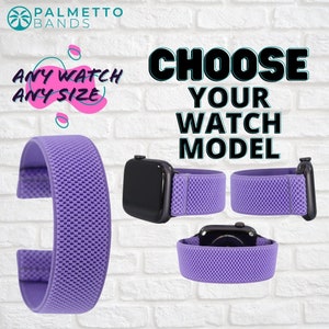 Bracelet de montre élastique - Tous les modèles de montres, toutes les tailles | Violet texturé | Bracelet extensible pour montre connectée | Cadeau des Fêtes | Hommes Femmes Enfants