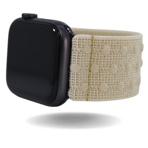 Elastic Watch Band for Apple Watch - All Series (Models 1 - 8, SE, Ultra) Extra Wide Beige Glitter Textured Dots