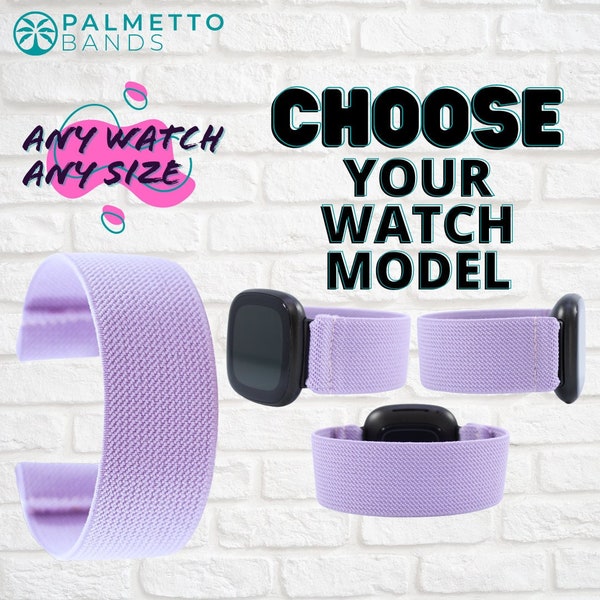 Elastic Watch Band - Any Watch Model, Any Size | Solid Lilac Purple | Stretch Smartwatch Band Loop Strap | Holiday Gift | Men Women Kids