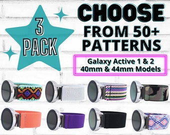 3er Pack - Elastische Uhrenarmbänder für Samsung Galaxy Active 1 und 2 - Passend für 40mm & 44mm Modelle - Wählen Sie Ihr Muster - 50+ Farboptionen - Bundle