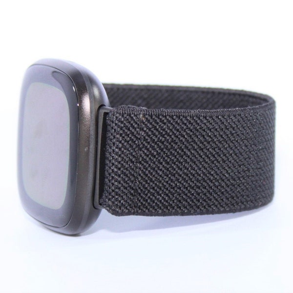 Elastic Fitbit Sense 1, Versa 3 Watch Band - Fits Fitbit Sense and Versa 3 - Solid Black