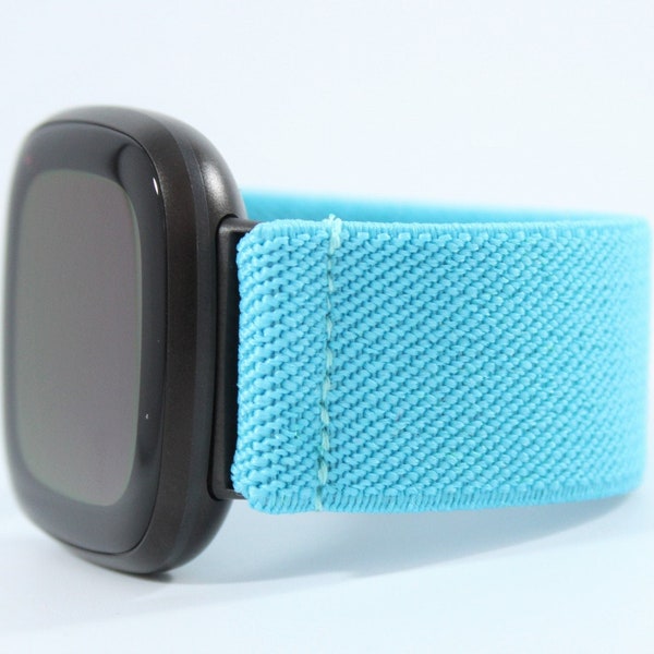 Elastic Fitbit Sense 1, Versa 3 Watch Band - Fits Fitbit Sense and Versa 3 - Solid Turquoise