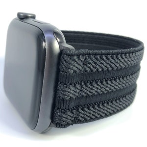 Elastische horlogeband voor Apple Watch - ALLEEN modellen 1 - 9, SE, Ultra - zwarte jurk met textuur