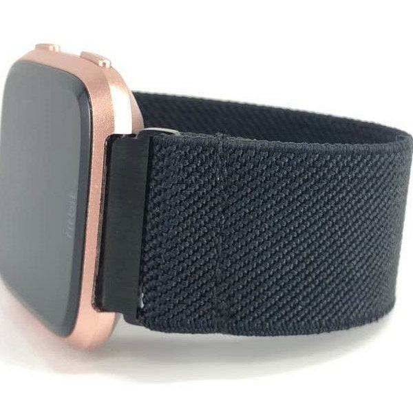 Elastic Fitbit Versa Watch Band - Solid Black - Versa 1 / 2 / Lite
