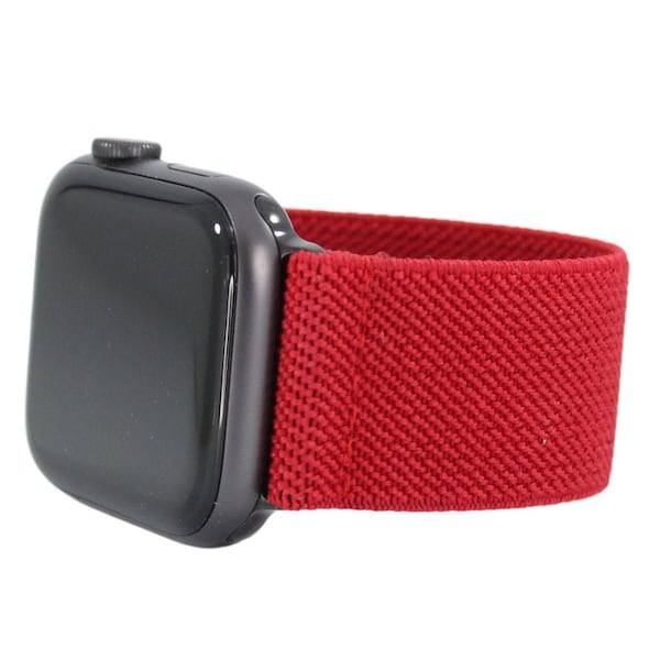 Elastic Watch Band for Apple Watch - All Series (Models 1 - 8, SE, Ultra)  - Solid Red College Sports Team Holiday