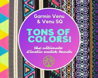 Elastisches Uhrenarmband für Garmin Venu SQ - Wählen Sie Ihr Muster - Passend für Garmin Venu und Venu SQ! Tonnen von Farboptionen!